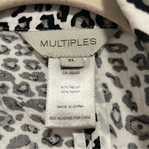 Multiples Black and White Leopard Print Blazer, XL - Picture 3 of 7